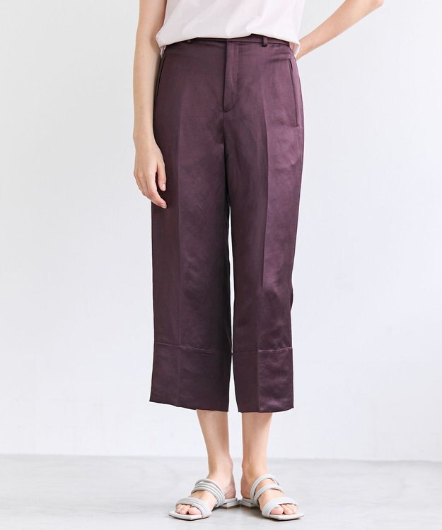 BEIGE， CASSITER / リネンブレンド サテンクロップドパンツ Bordeaux