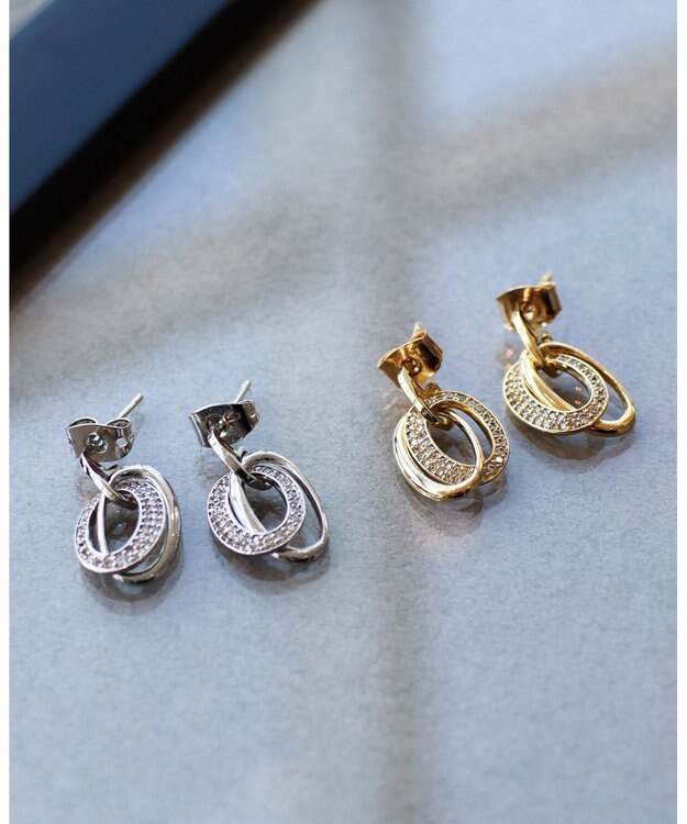 Tiaclasse 【安田美沙子さん着用・金属アレルギー対応】キュービックレイヤードフープピアス シルバーピアス