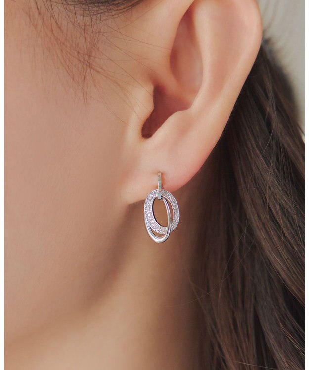 Tiaclasse 【安田美沙子さん着用・金属アレルギー対応】キュービックレイヤードフープピアス シルバーピアス