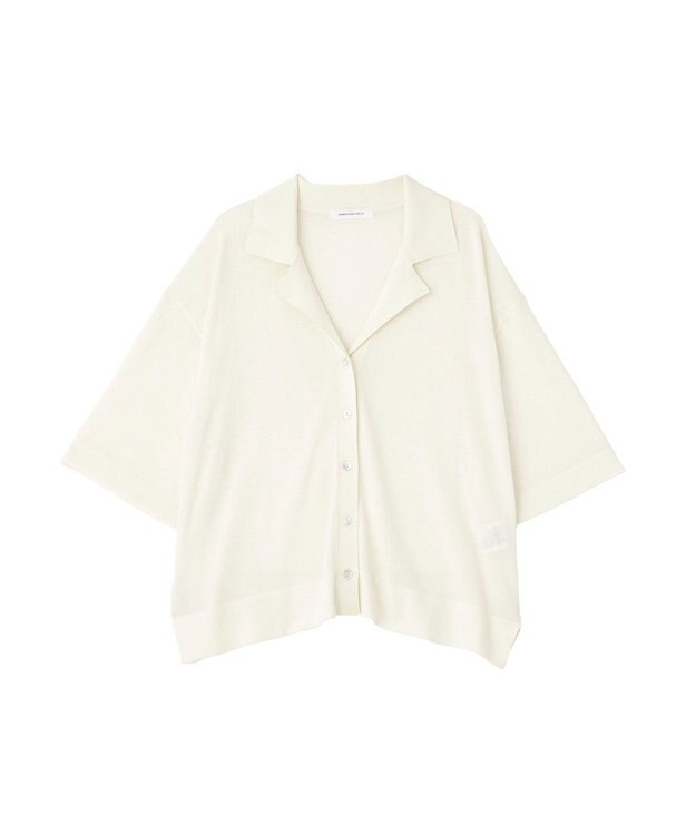 AMERICAN HOLIC 襟付き5分袖ニットカーディガン Off White