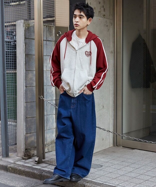 WEGO 【ユニセックス着用ITEM】ラグラングラフィックZIPパーカー ワイン