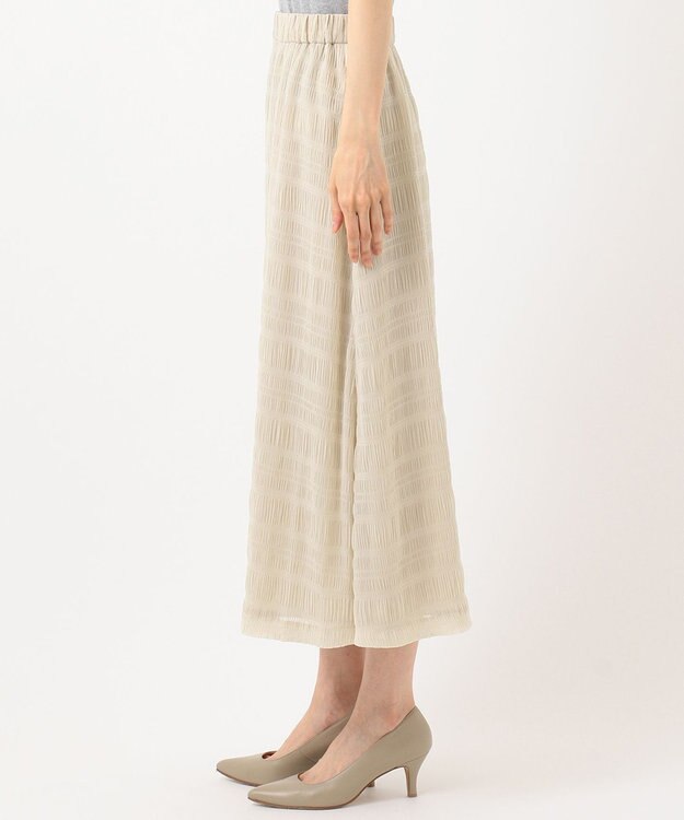 J.PRESS LADIES 【洗える】シャーリングシャドーボーダー スカート アイボリー系