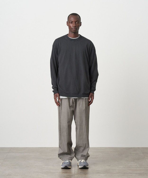 ATON GARMENT DYED SILK WASHI | クルーネックセーター - UNISEX BLACK