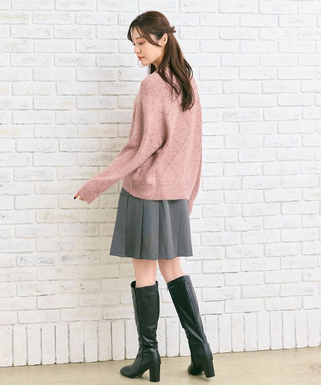 Feroux ハート柄ニット プルオーバー ピンク系