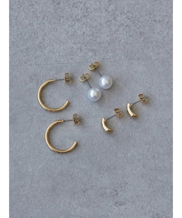 AMERICAN HOLIC ミニフープ・パールピアスセット Gold