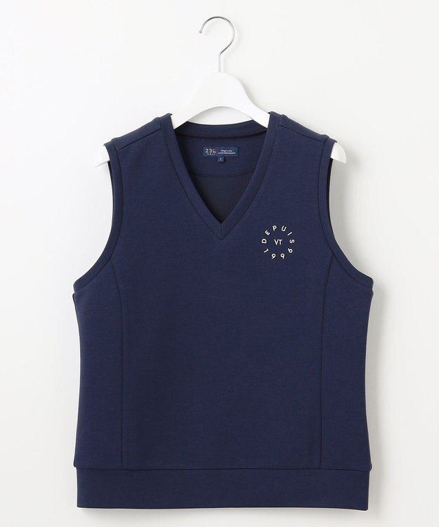 23区GOLF 【WOMEN/EC限定】ワンポイント ジャージー ベスト ロングシーズン使える 温度調節に最適 ネイビー系