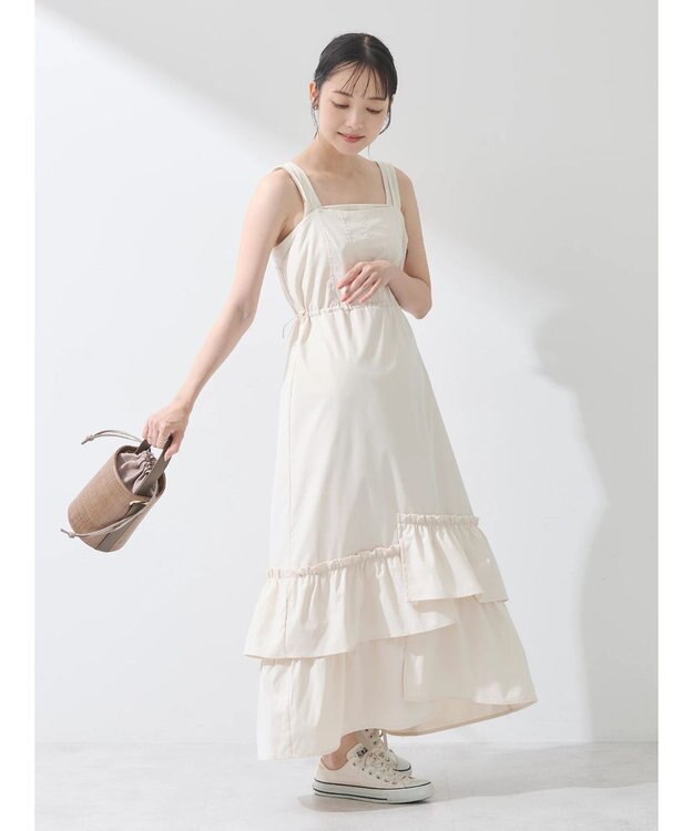 earth music&ecology ドロストティアードキャミワンピース Ivory