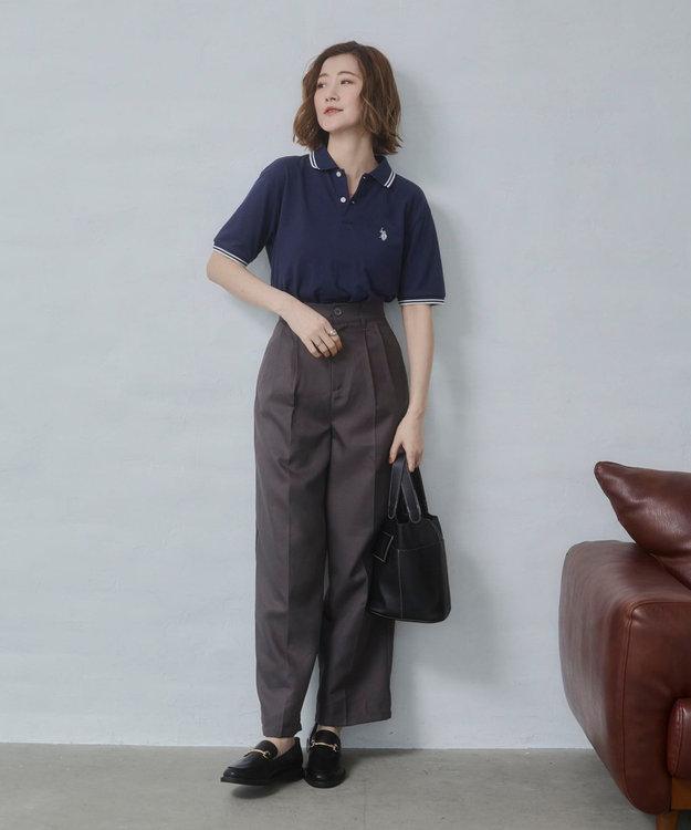 WEGO 【26年春夏新カラー登場/ユニセックス着用ITEM/SMLサイズ展開】U.S. POLO ASSN.別注ラインポロシャツ ネイビー