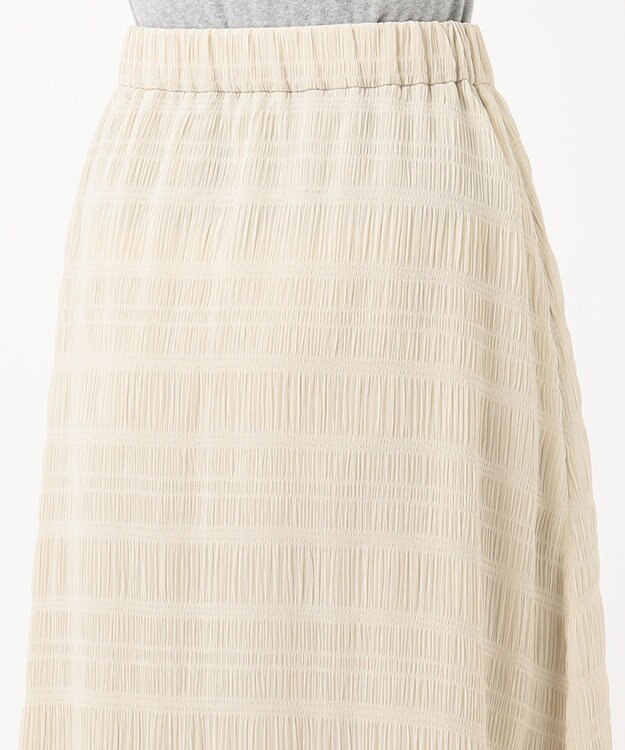 J.PRESS LADIES 【洗える】シャーリングシャドーボーダー スカート アイボリー系