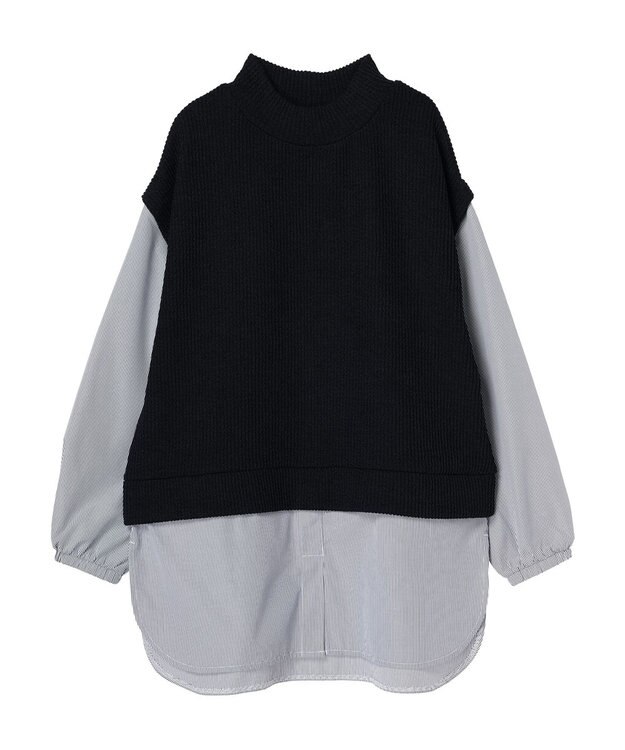 Green Parks ニットソードッキングチュニック Stripe