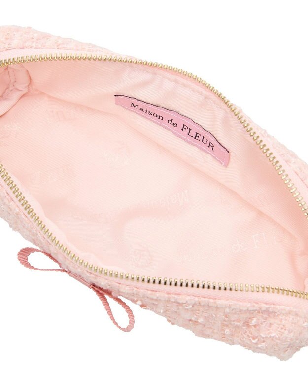 Maison de FLEUR ツイードグログランリボンロングポーチ Light Pink
