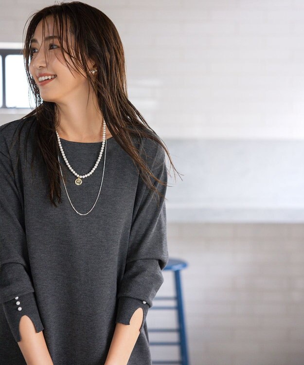 組曲 L 【WEB限定】コクーンシルエット ニットワンピース グレー系