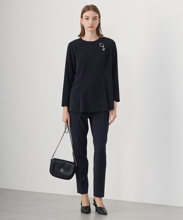 ICB L 【UVカット・防シワ・速乾・洗える】Fied タックデザインブラウス ネイビー系