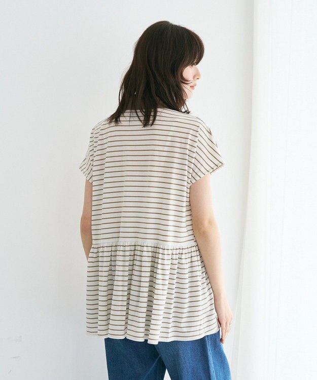 YECCA VECCA アシメボーダーポロシャツ Off White