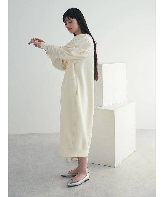 Green Parks armonia. リブ使いコクーンポンチワンピース Ivory