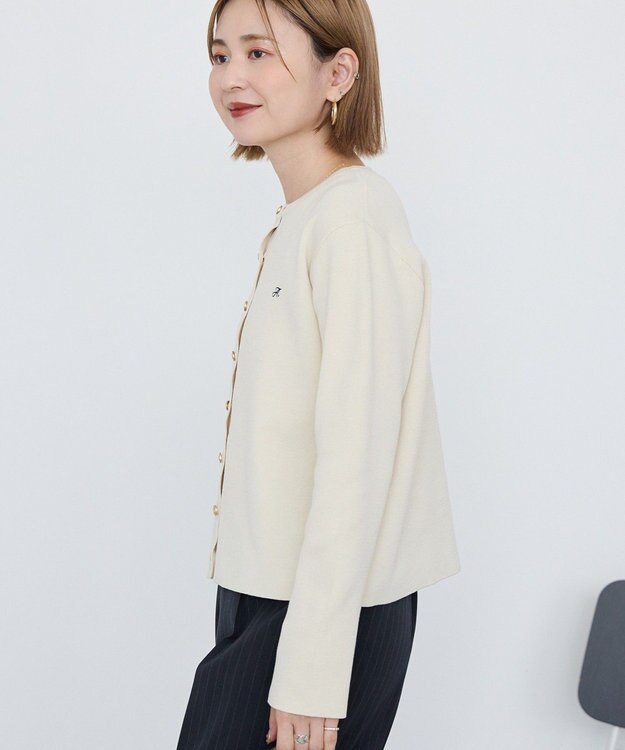 AMERICAN HOLIC ワンポイントロゴクルーカーディガン Ivory