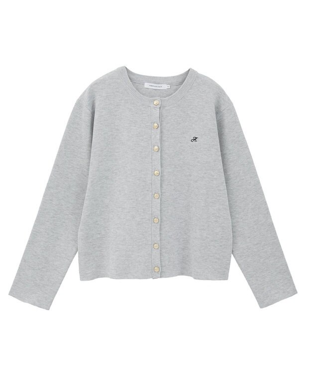 AMERICAN HOLIC ワンポイントロゴクルーカーディガン Gray Mixture