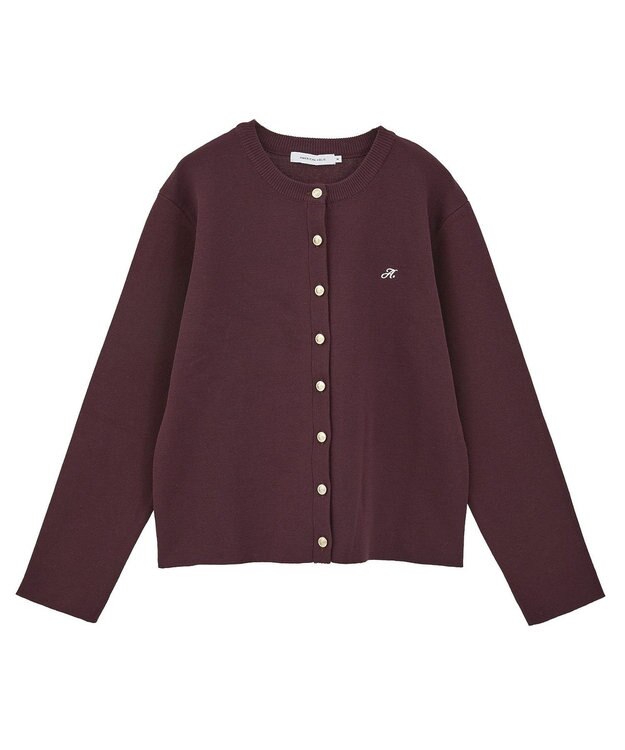 AMERICAN HOLIC ワンポイントロゴクルーカーディガン Bordeaux