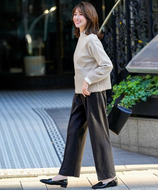 ANY SIS フェザーブロッキング ニット グレー