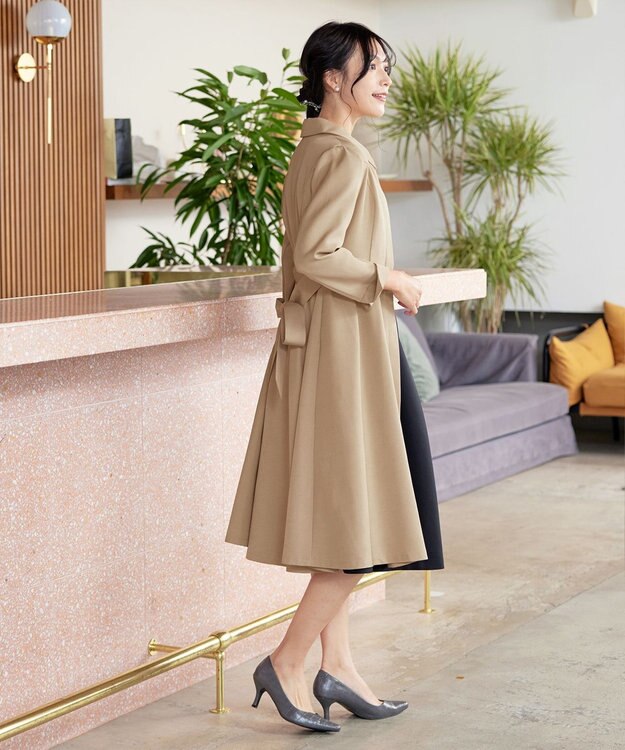 Tiaclasse L 【洗える】ステンカラードレスコート ベージュ