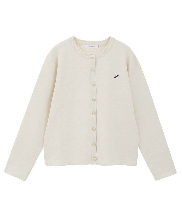 AMERICAN HOLIC ワンポイントロゴクルーカーディガン Ivory