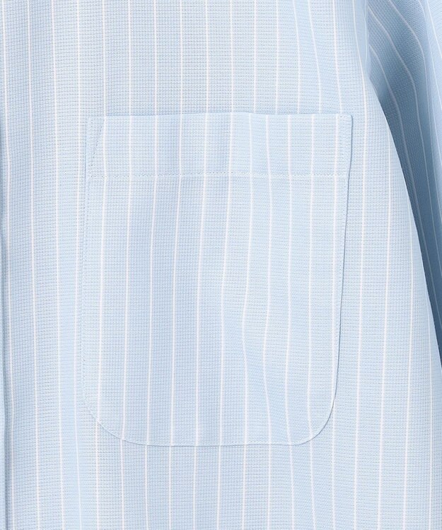GOTAIRIKU 春夏向け【形態安定】SUMMERPREMIUMPLEATS_スモールワイドカラー 長袖ドレスシャツ（ストライプ/チェック） サックスブルー系1