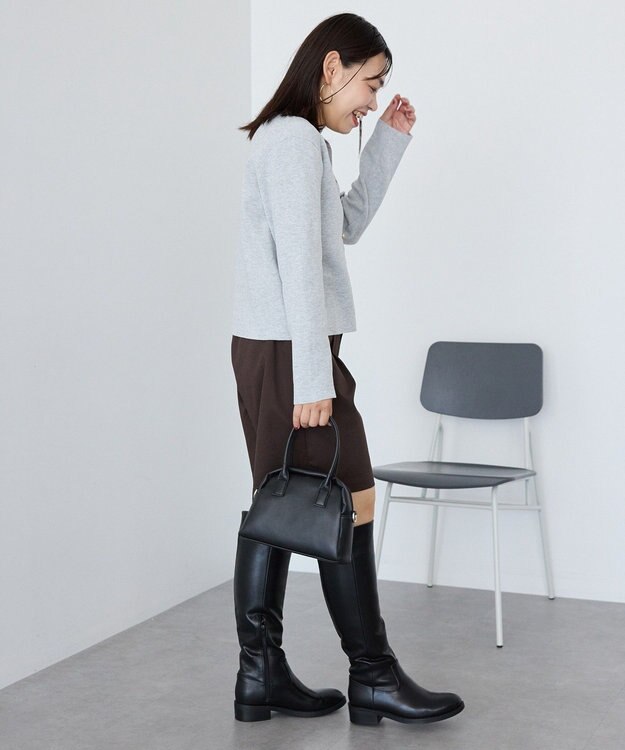 AMERICAN HOLIC ワンポイントロゴクルーカーディガン Gray Mixture