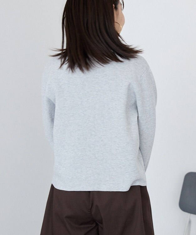 AMERICAN HOLIC ワンポイントロゴクルーカーディガン Gray Mixture