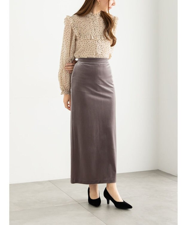 Te chichi ベロアナロースカート《2025Autumn catalog vol.2 item》 グレー