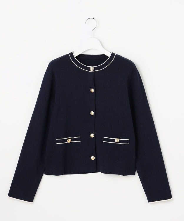 ANY SIS L CICA加工 ニット ジャケット ネイビー