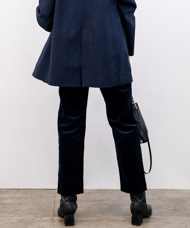 caqu レギュラーストレート 裏起毛コーデュロイパンツ navy