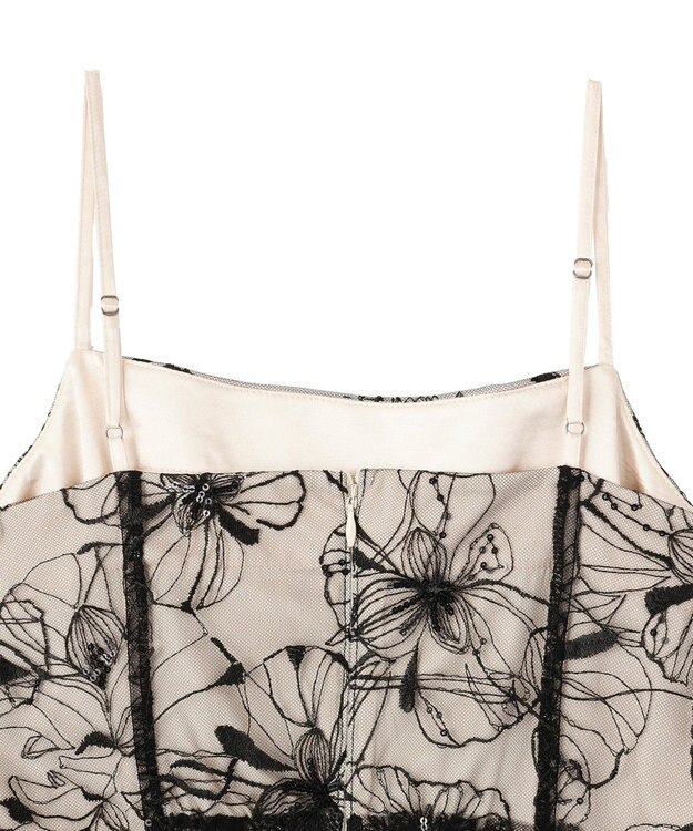 YECCA VECCA 【2点SET】フラワー柄スパンコール刺繍ドレス Ivory