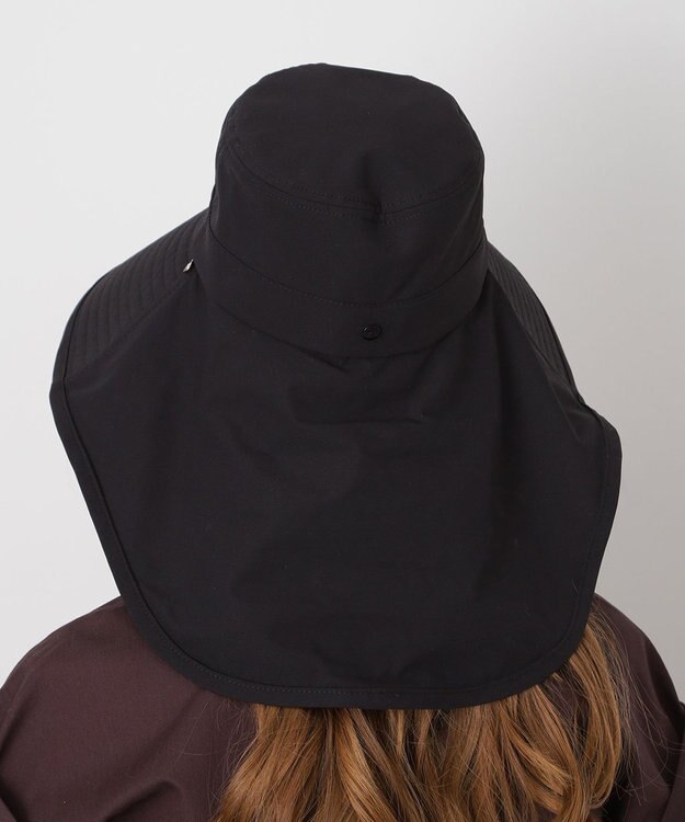 MOONBAT 【遮光100％/遮熱/UVカット】PAUL&JOE ACCESSOIRES(ポール&ジョー）後ろ垂れ 広つばハット 帽子 サイズ調整可能 手洗い可能 ブラック