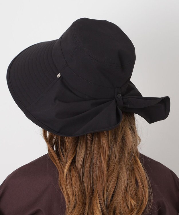 MOONBAT 【遮光100％/遮熱/UVカット】PAUL&JOE ACCESSOIRES(ポール&ジョー）後ろ垂れ 広つばハット 帽子 サイズ調整可能 手洗い可能 ブラック