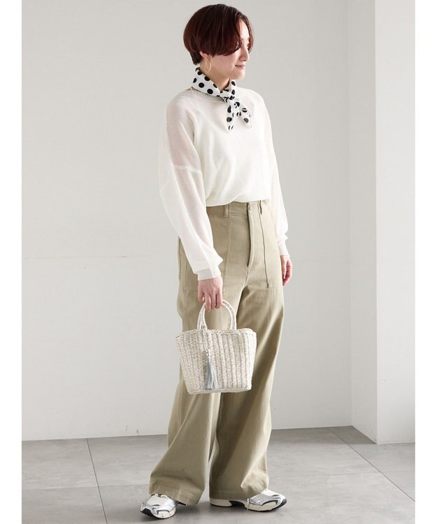 Te chichi 【WEB限定カラーあり】ペーパータッチヤーン2wayメッシュニット オフホワイト