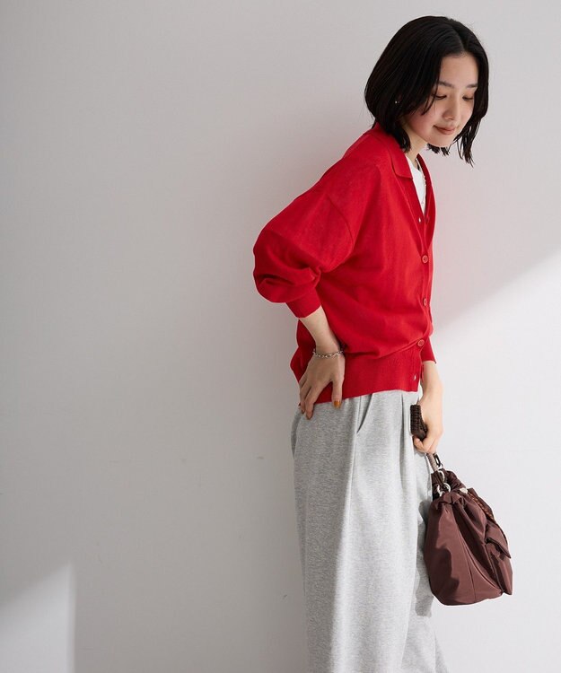 Green Parks 衿付きニットカーディガン Red