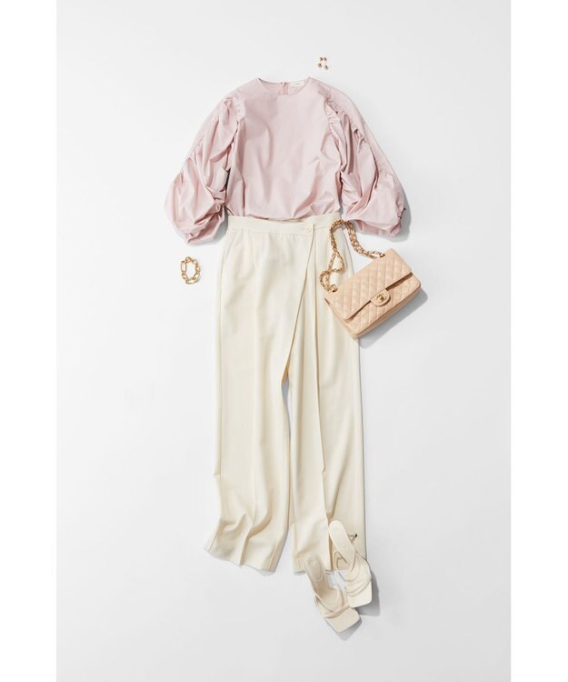 NAVE 【Nave・洗える】タイプライタークロス ギャザーブラウス ピンク系