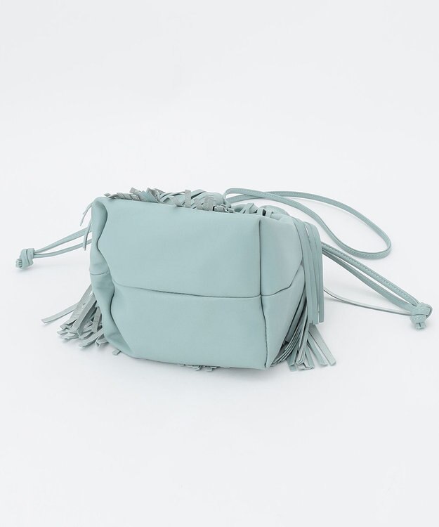 23区 【CLASSY.6月号掲載】MARCO MASI レザーフリンジ ミニ巾着 バッグ スカイブルー系