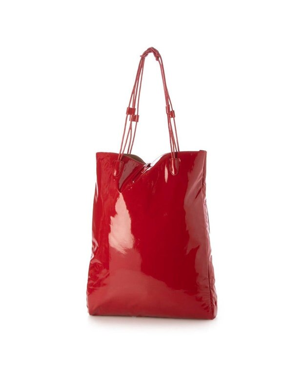 UNBILLION カシュカシュ cachecache / エナメル調結びハンドルA4サイズトート ワイン