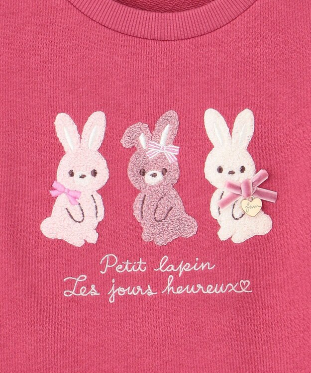 ANY KIDS 【らくっトレーナー】アニマル 裏毛 サガラ刺しゅう トレーナー チェリー（ウサギ）