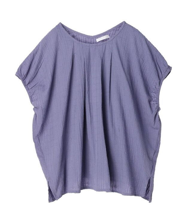 Green Parks インド綿　ＳＥＴ２点　マルチ刺繍ブラウス＋タンク Purple