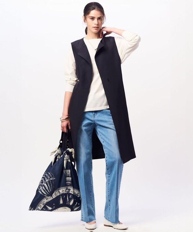 23区 L 【洗える】プレミアムビオコットン ビッグシルエット ニット ホワイト系