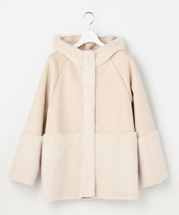 ANY SIS Luxuryフェイクムートン コート アイボリー