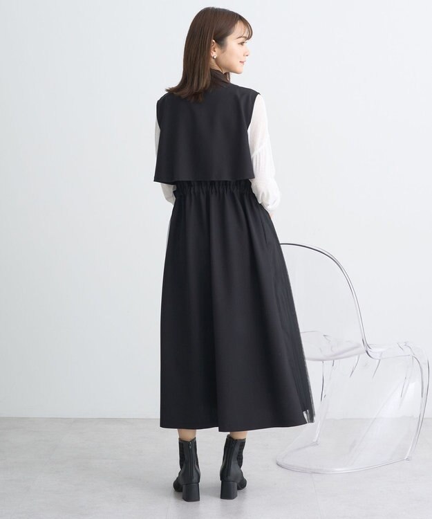 earth music&ecology サイドプリーツジレンチ ブラック