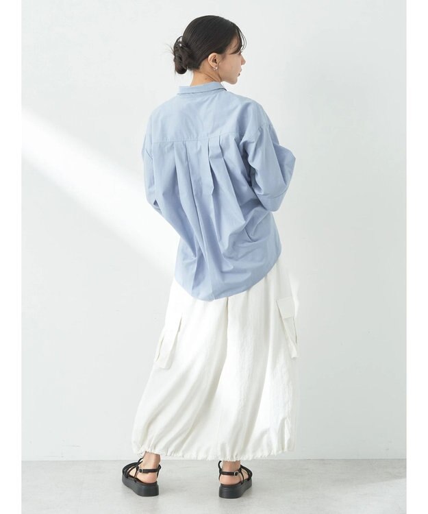 earth music&ecology ワイドスリーブ半袖シャツ Grayish Blue