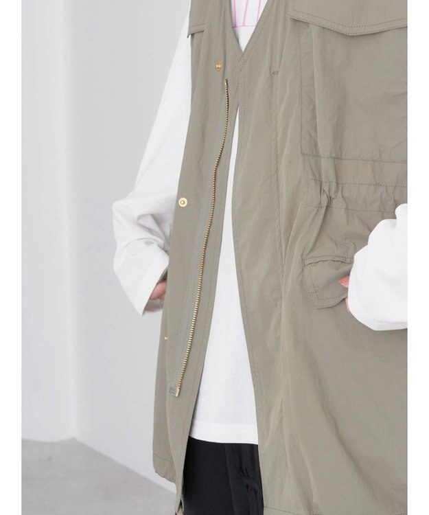 earth music&ecology ドロストコードジレ Khaki