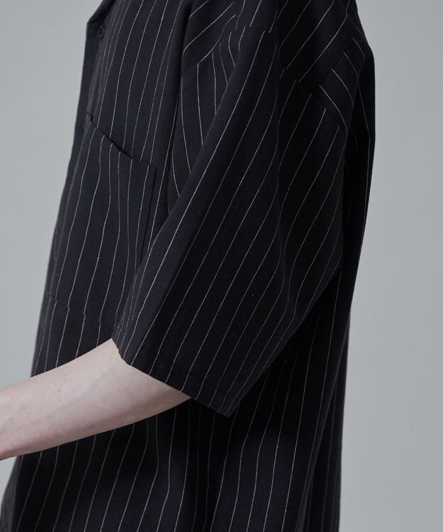 WEGO 【ユニセックス着用アイテム/手洗い可/SETUP可】リネンレーヨンオープンカラーシャツ（S） ダークグレー