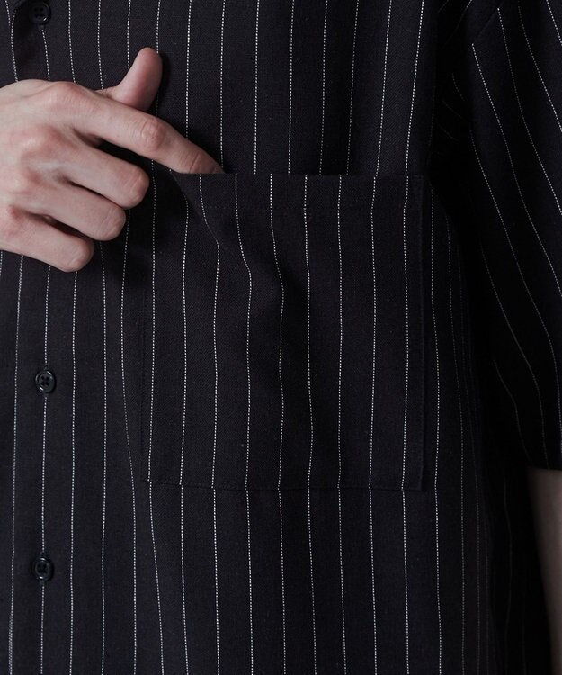 WEGO 【ユニセックス着用アイテム/手洗い可/SETUP可】リネンレーヨンオープンカラーシャツ（S） ダークグレー