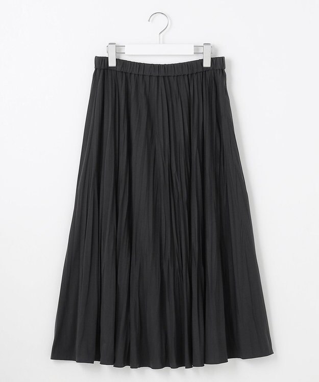 J.PRESS LADIES 【洗える】パウダリージャージー ランダムプリーツ スカート ブラック系