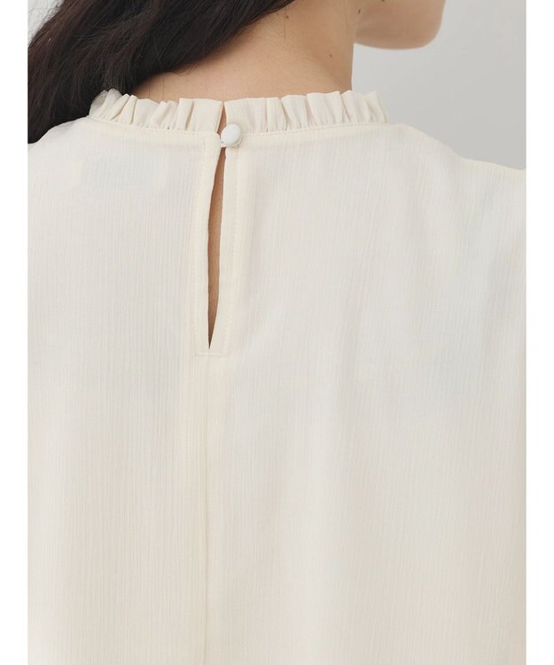 earth music&ecology マジョリカプリーツ半袖ブラウス Ivory